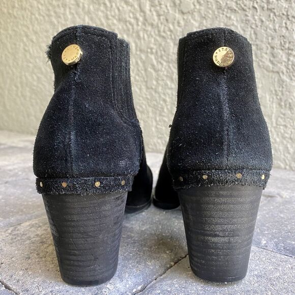 Steve Madden Women's Tinker Ankle Booties Black Suede Leather Gold Studs 9B - Picture 4 of 9